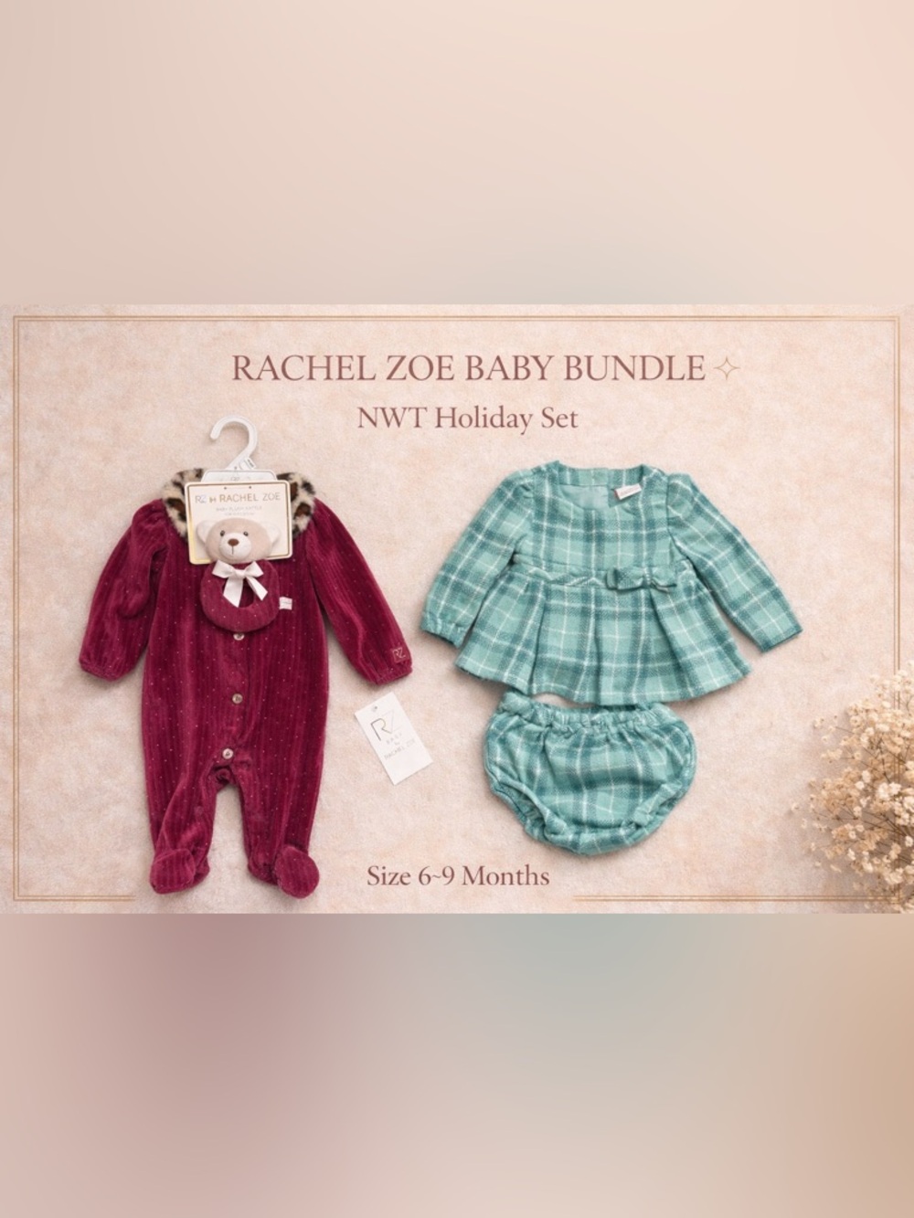 NWT Rachel Zoe Baby Bundle Designer Outfit Set + Luxe Pieces (3–6M) & (6-9M)